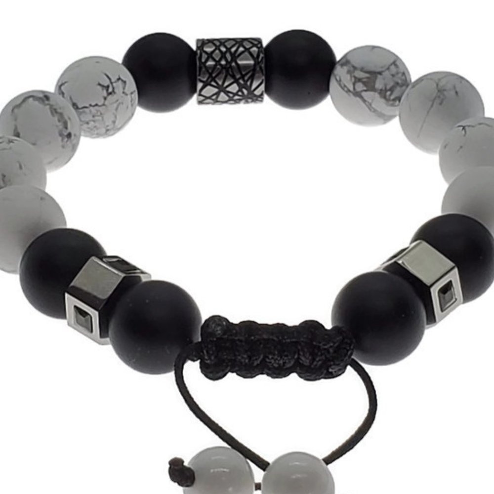 Howlite Bracelet, 12mm Genuine Howlite, White Ston